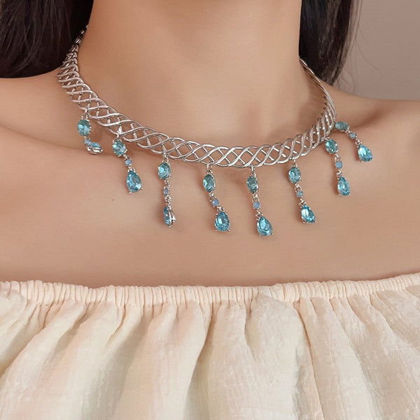 Blue Water Drop Zircon Collar