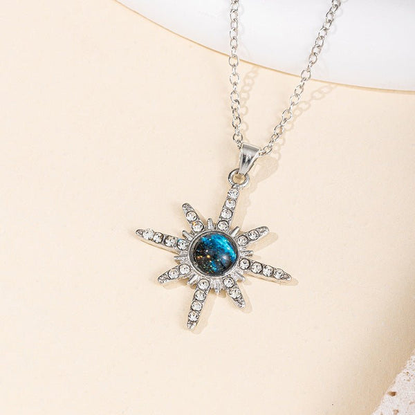Fashion Six-pointed Star Pendant Alloy Necklace For Women