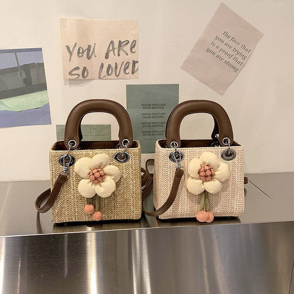 Women's Flower Weaving Straw Handbag